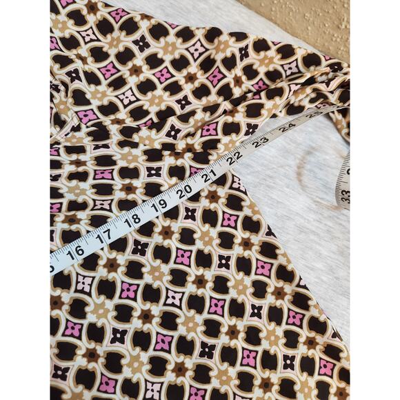 Loft Womens Multicolor Geometric Print Round Neck Long Sleeve Blouse Size Medium - Picture 5 of 6